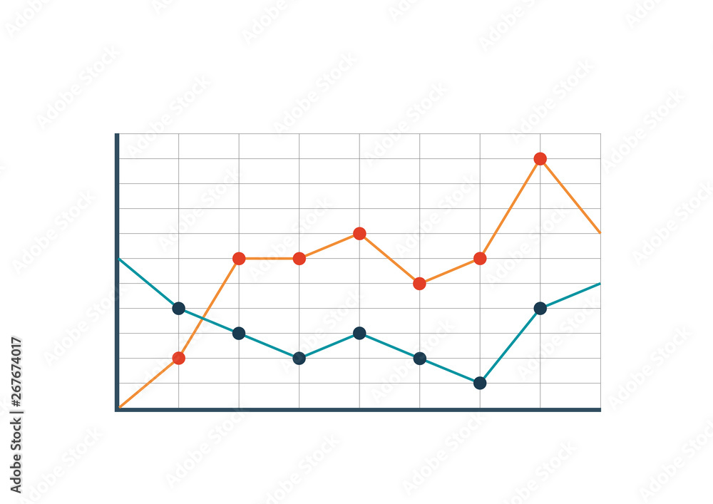 line chart multicolored isolated two curves graphic image line chart multicolored isolated two curves graphic image
