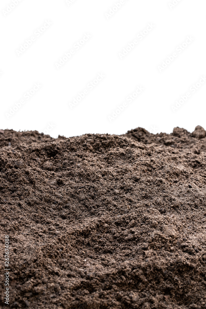 Garden soil isolated on white Garden soil isolated on white