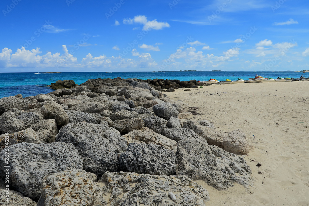 A view of the beach and Ocean from the rocks