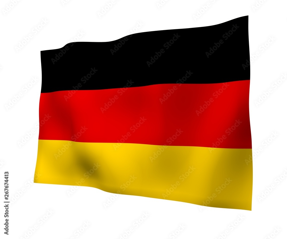 Flag of Germany. Wide format 3D illustration. State symbol of the Federal Republic of Germany. 3D rendering Flag of Germany. Wide format 3D illustration. State symbol of the Federal Republic of Germany. 3D rendering