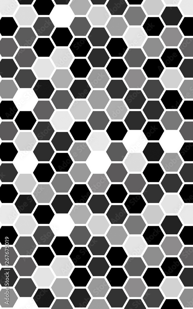 White honeycomb with a gradient color. Isometric geometry. 3D illustration White honeycomb with a gradient color. Isometric geometry. 3D illustration