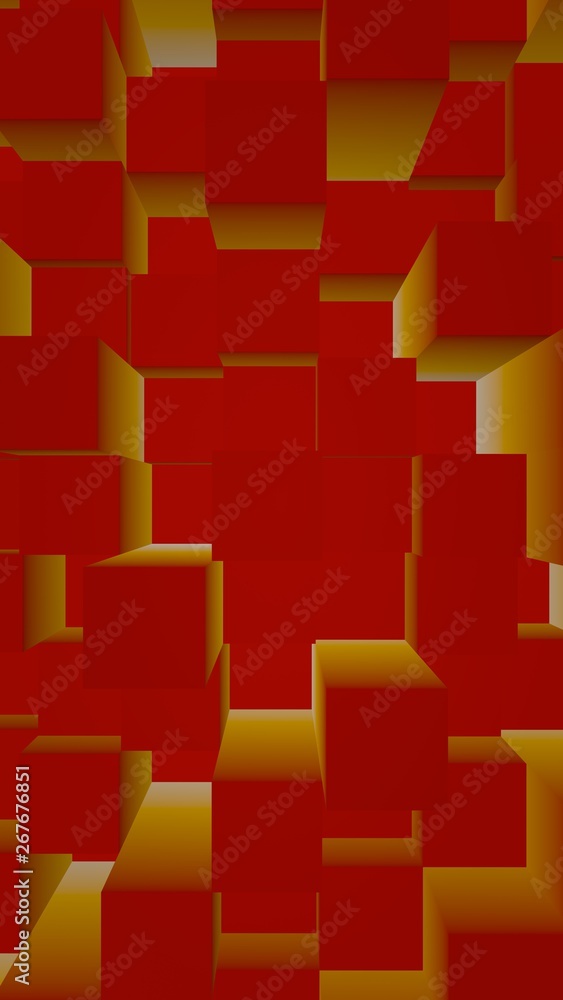Abstract red elegant cube geometric background. Chaotically advanced rectangular bars. 3D Rendering, 3D illustration Abstract red elegant cube geometric background. Chaotically advanced rectangular bars. 3D Rendering, 3D illustration