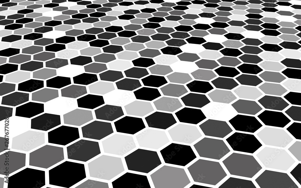 Honeycomb gray colored. Perspective view on polygon look like honeycomb. Isometric geometry. 3D illustration Honeycomb gray colored. Perspective view on polygon look like honeycomb. Isometric geometry. 3D illustration