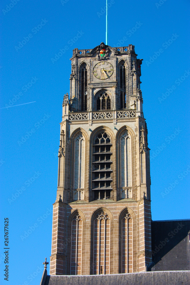 view on the church of San Lorenzo in Rotterdam, the Dutch metropolitan city on a beautiful spring day