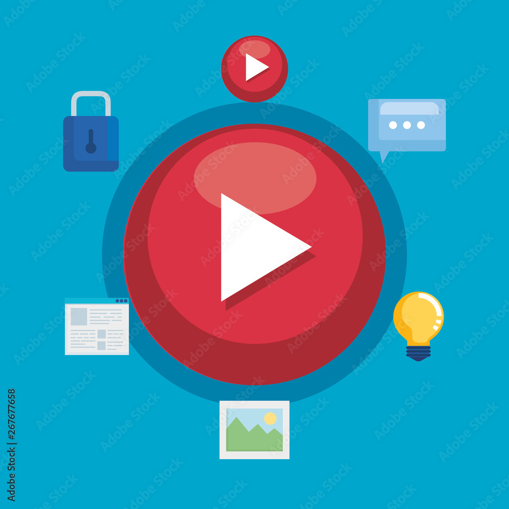 media video with chat bubble and document information media video with chat bubble and document information