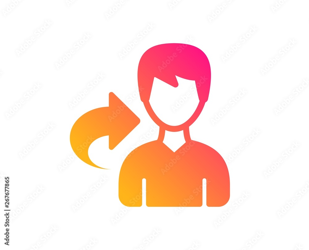 Share refer icon. User or businessman person sign. Male silhouette symbol. Classic flat style. Gradient share icon. Vector Share refer icon. User or businessman person sign. Male silhouette symbol. Classic flat style. Gradient share icon. Vector
