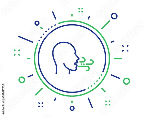 Breathing line icon. Breath difficulties sign. Respiration problems symbol. Quality design elements. Technology breathing exercise button. Editable stroke. Vector