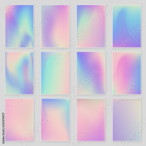 Slika na platnu Holographic foil gradient iridescent background set