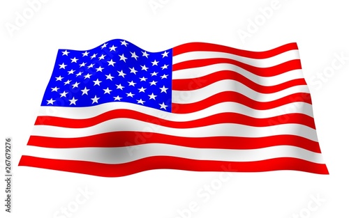 Waving flag of the United States of America. Stars and Stripes. State symbol of the USA. 3D illustration