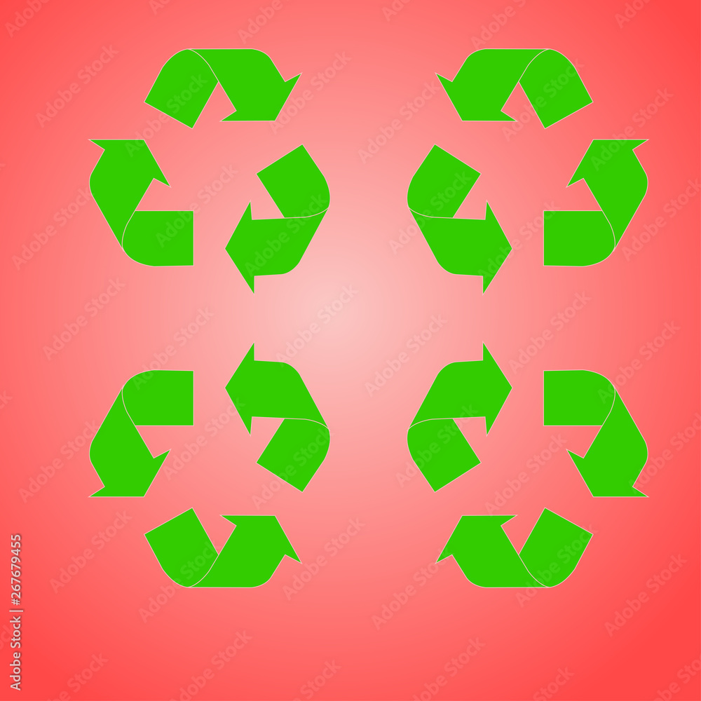 Recycle icon vector. Recycle Recycling set symbol vector. Color live coral. Trend 2019 Recycle icon vector. Recycle Recycling set symbol vector. Color live coral. Trend 2019