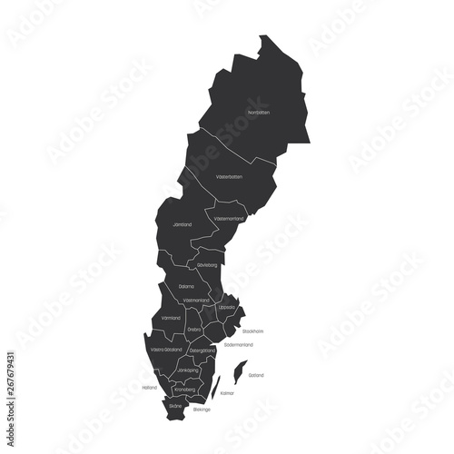 Canvas Print Counties of Sweden