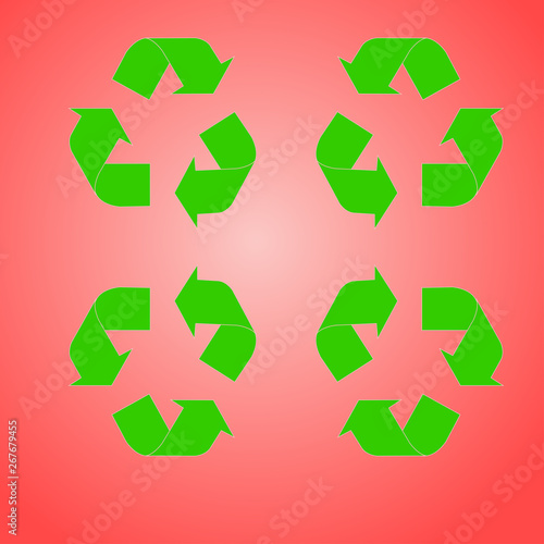 Recycle icon vector. Recycle Recycling set symbol vector. Color live coral. Trend 2019