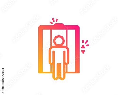 Lift icon. Elevator sign. Transportation between floors symbol. Classic flat style. Gradient elevator icon. Vector