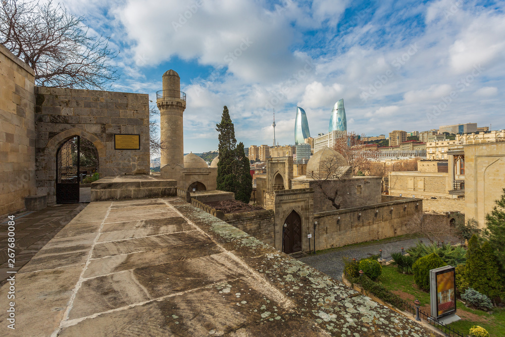 Panoramic view of Baku, capital of Azerbaijan from Shirvanshakh's palace in the old city