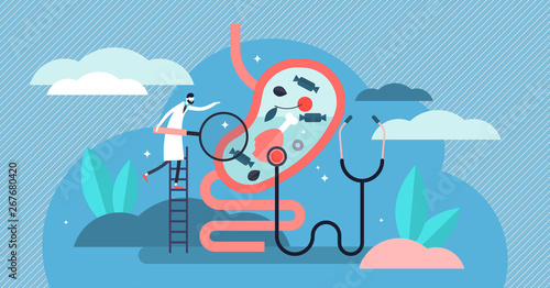 Gastroenterology vector illustration. Tiny stomach doctor persons concept. photo