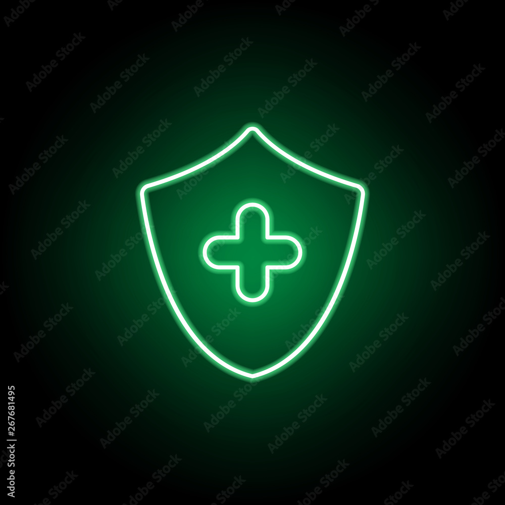 Obraz premium Medical, health protection icon in neon style. Element of medicine illustration. Signs and symbols icon can be used for web, logo, mobile app, UI, UX