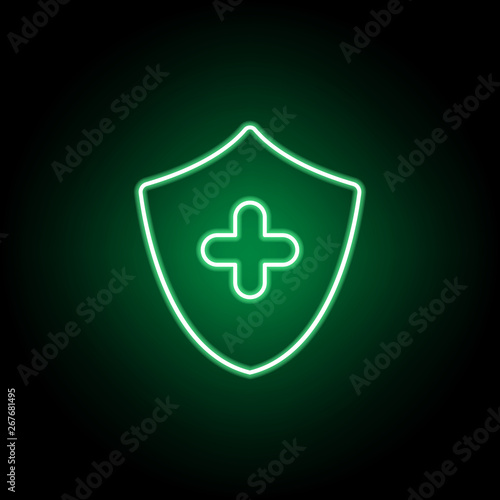 Medical, health protection icon in neon style. Element of medicine illustration. Signs and symbols icon can be used for web, logo, mobile app, UI, UX