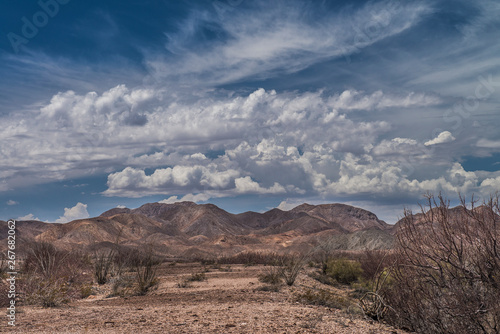 Cloudy sky above the mountains of baja california sur desert