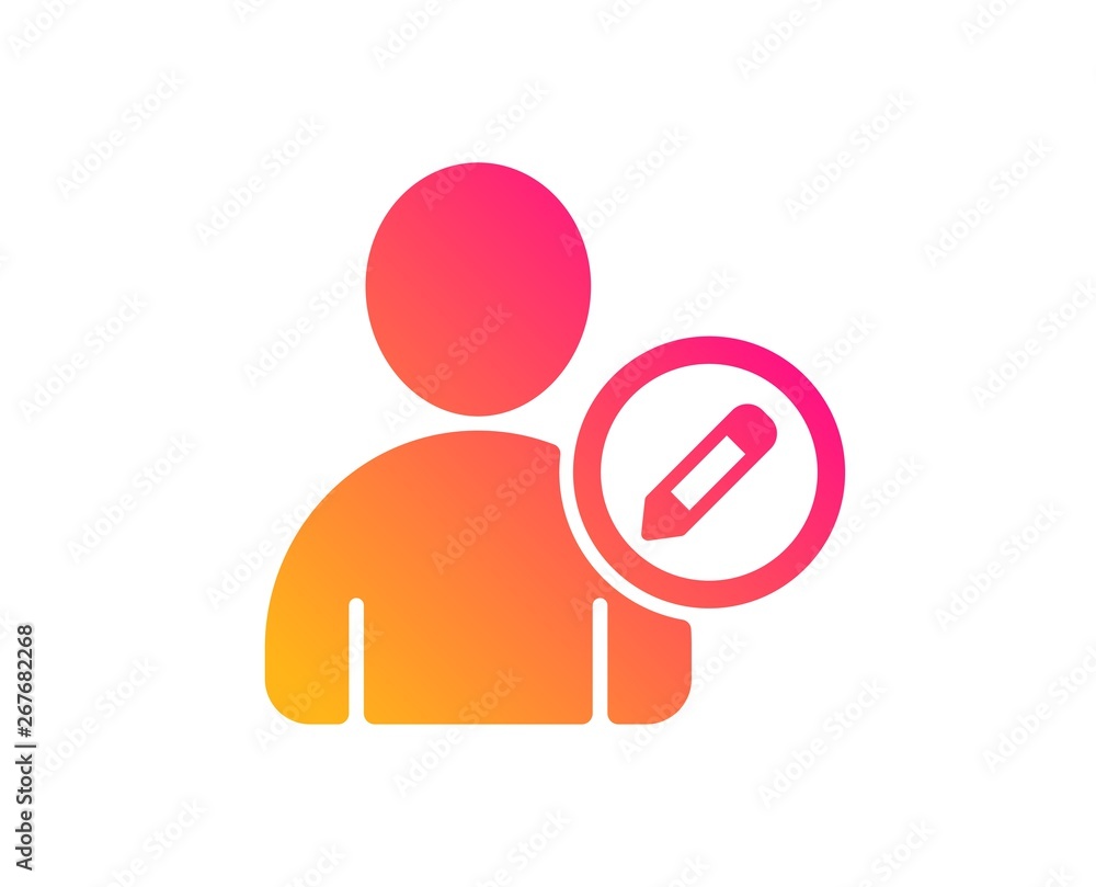 Edit User icon. Profile Avatar with pencil sign. Person silhouette symbol. Classic flat style. Gradient edit user icon. Vector Edit User icon. Profile Avatar with pencil sign. Person silhouette symbol. Classic flat style. Gradient edit user icon. Vector
