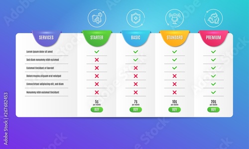 Medical shield, Microphone and Statistics timer icons simple set. Comparison table. Recycle sign. Medicine protection, Mic, Growth chart. Recycling waste. Technology set. Pricing plan. Vector