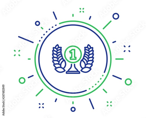 Laureate award line icon. Winner prize symbol. Prize with Laurel wreath sign. Quality design elements. Technology laureate award button. Editable stroke. Vector