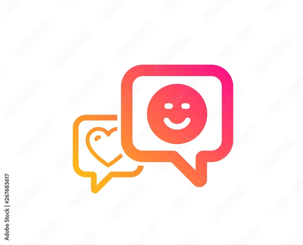 Heart and Smile icon. Favorite like sign. Positive feedback symbol. Classic flat style. Gradient smile icon. Vector Heart and Smile icon. Favorite like sign. Positive feedback symbol. Classic flat style. Gradient smile icon. Vector