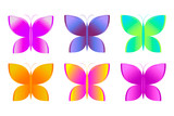 Butterfly set icons in flat style isolated on white background.