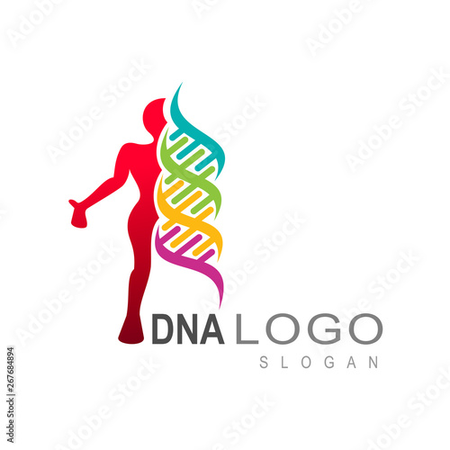DNA logo, icon of life, human health logo + human and medical, symbol of treatment of people,  medical treatment