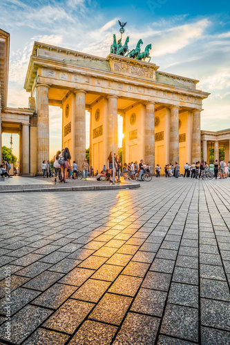Brandenburg Gate at sunset, Berlin, Germany photo