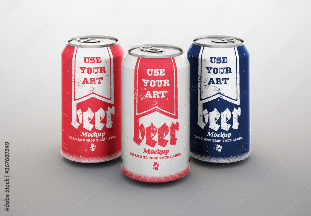 3 Beverage Cans Matte Product Packaging Design Mockup Stock Template Adobe Stock
