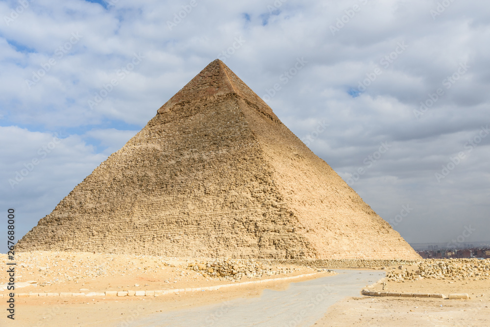 The great pyramid of Khafre in Giza plateau. Cairo, Egypt