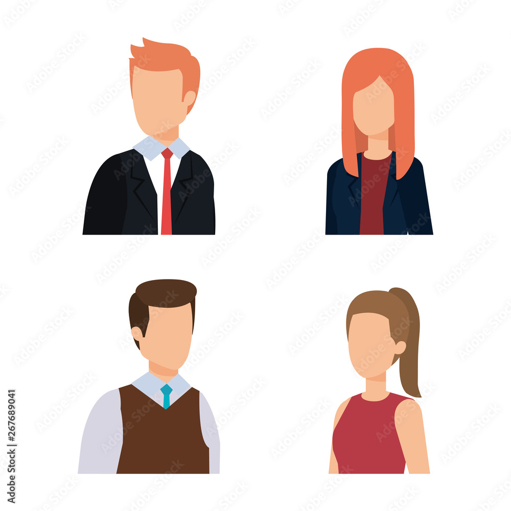 set businesspeople with hairstyle and elegant clothes set businesspeople with hairstyle and elegant clothes