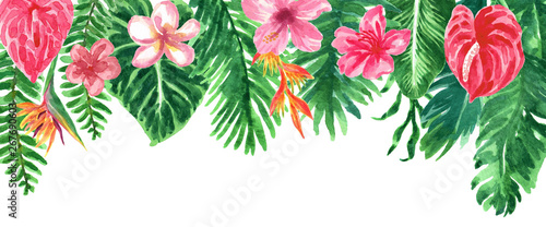 Tropical Watercolor Foliage Floral Drop