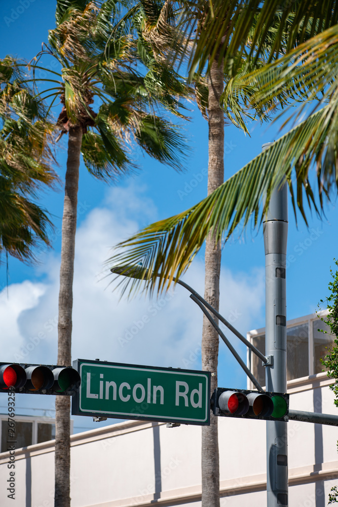 Lincoln Road street sign stock photography Miami Beach Florida