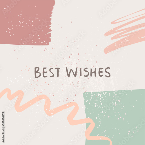 Best wishes card template. Abstract minimalist vector background