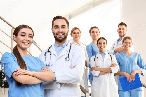Group of medical doctors at clinic. Unity concept photo