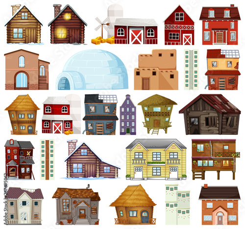 Set of different house style