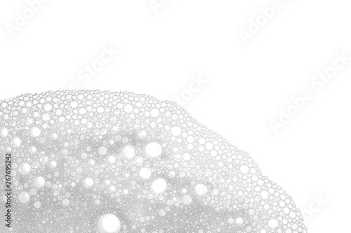 Soft soap foam on white background, top view