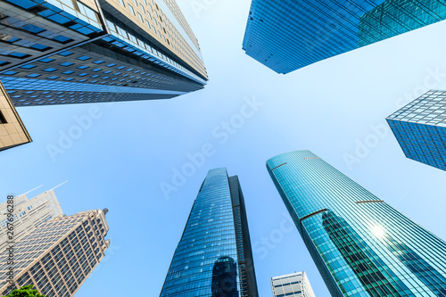 low angle view of skyscrapers in Shanghai,China