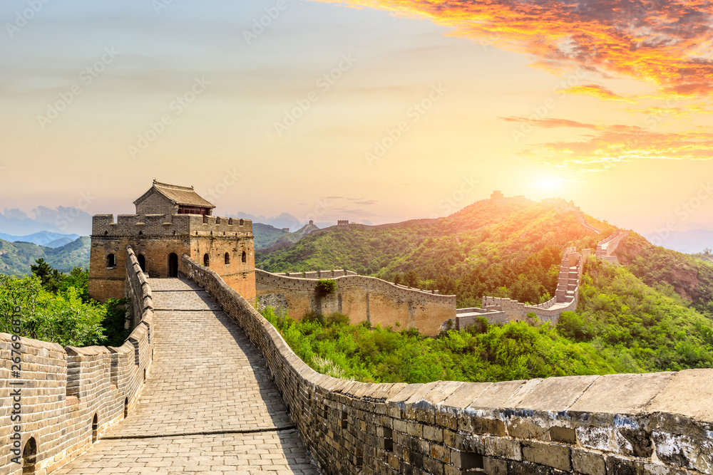 The Great Wall of China at sunset,Jinshanling The Great Wall of China at sunset,Jinshanling