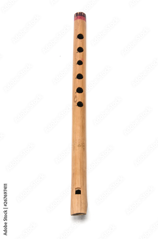 Wind musical instrument flute on white background.Pipe Wind musical instrument flute on white background.Pipe