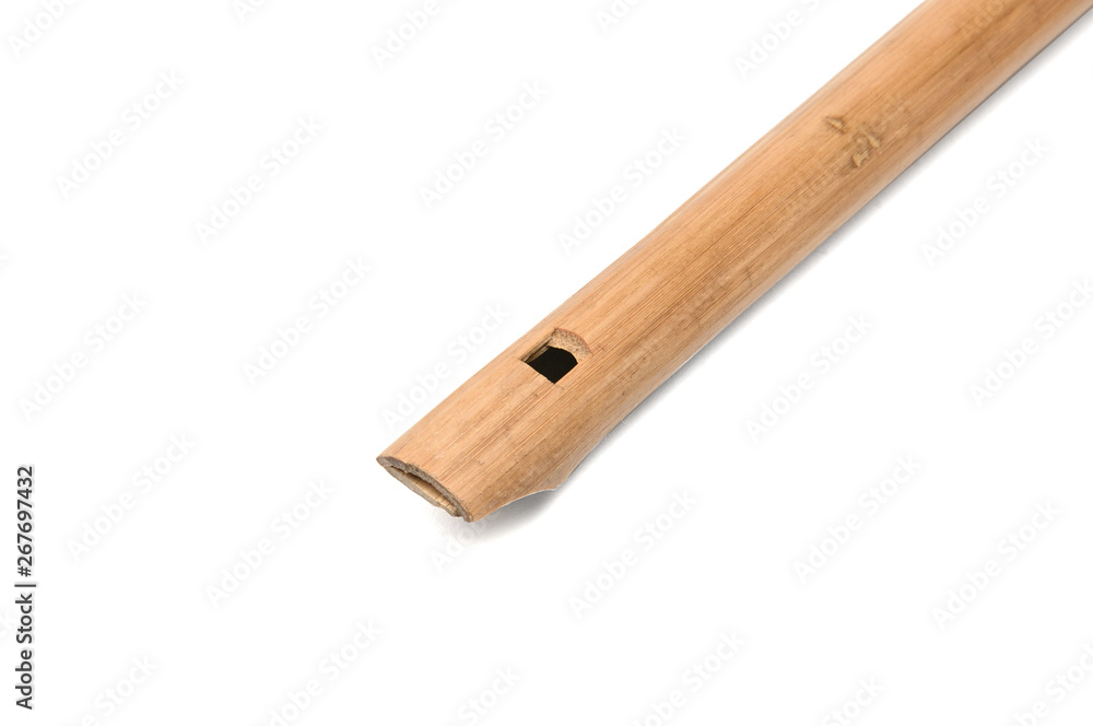 Wind musical instrument flute on white background.Pipe Wind musical instrument flute on white background.Pipe