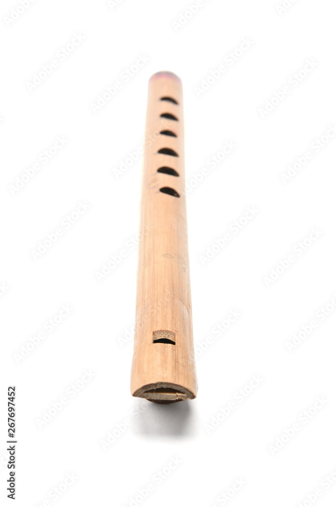 Wind musical instrument flute on white background.Pipe Wind musical instrument flute on white background.Pipe