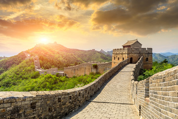 Leinwandbilder Chinesische Mauer Chinesische Mauer bei Sonnenuntergang Jinshanling  © ABCDstock