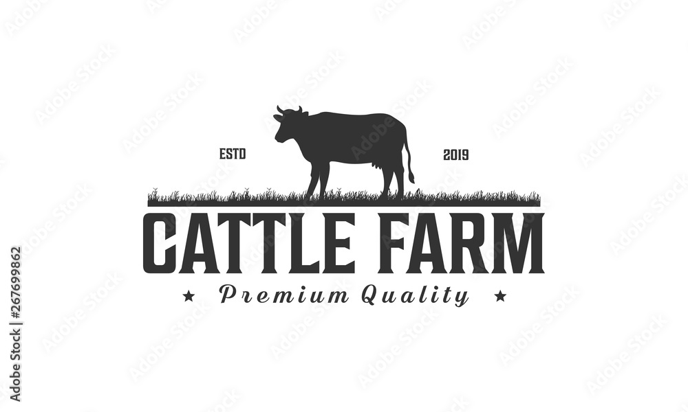 Obraz premium Angus farm vintage logo
