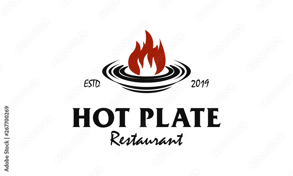 Hot plate restaurant logo design Stock Vector Adobe Stock