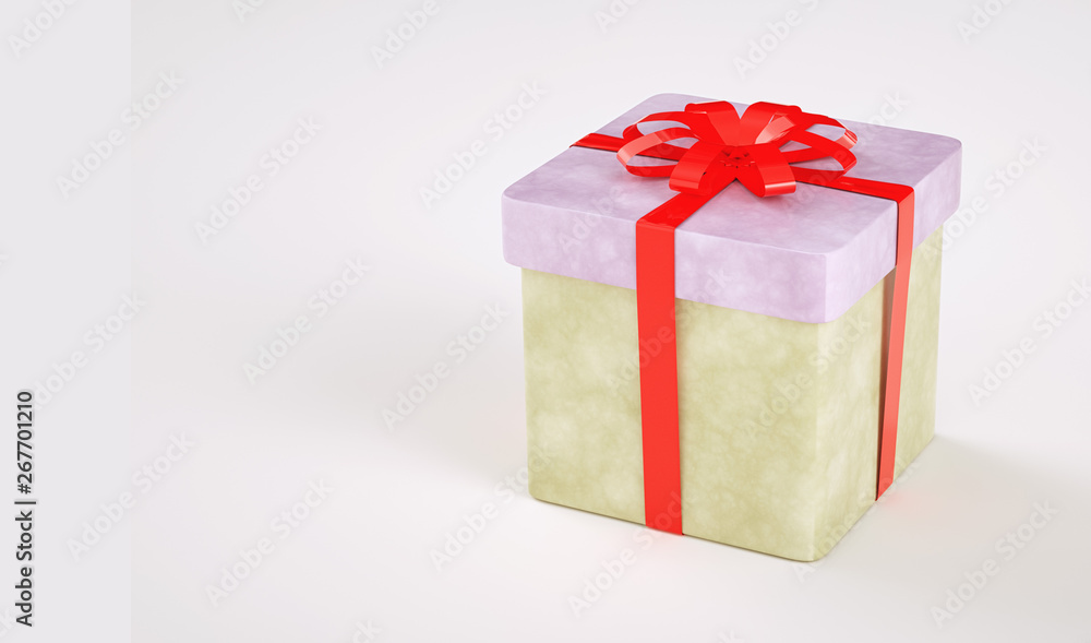 3d illustration gift box with red ribbon bow 3d illustration gift box with red ribbon bow