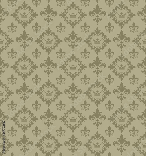 Background pattern in vintage style. Damask wallpaper. Seamless pattern for your design. Vector image