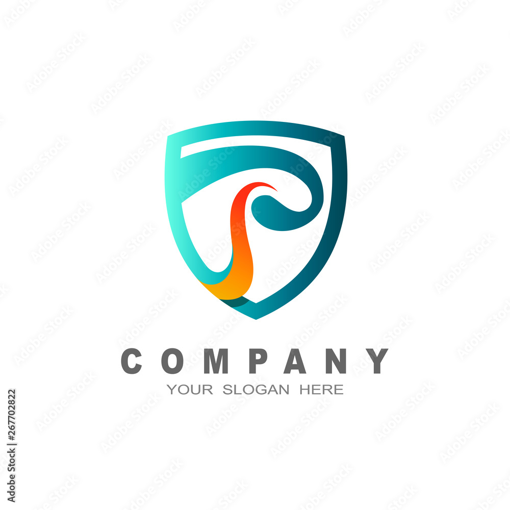 logo letter p, shield and letter P logo letter p, shield and letter P