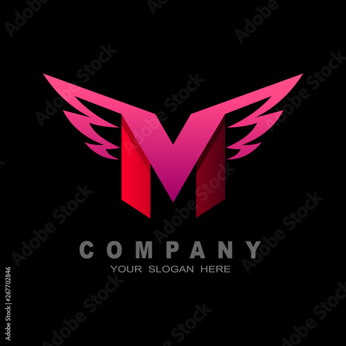 logo letter m and wing, finance icon, company symbol photo
